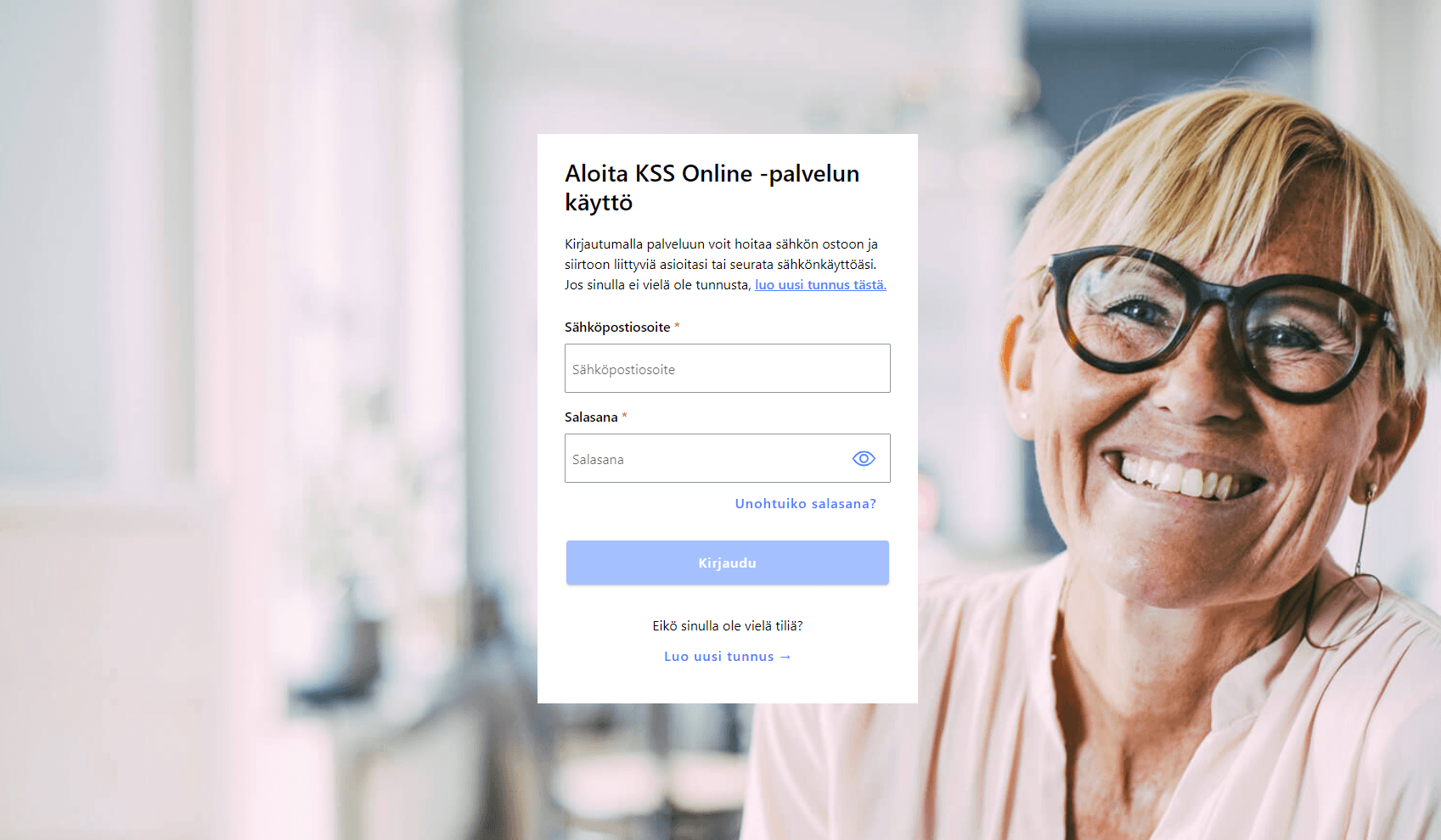 Kuvakaappaus KSS Onlinen kirjautumisnäkymästä.